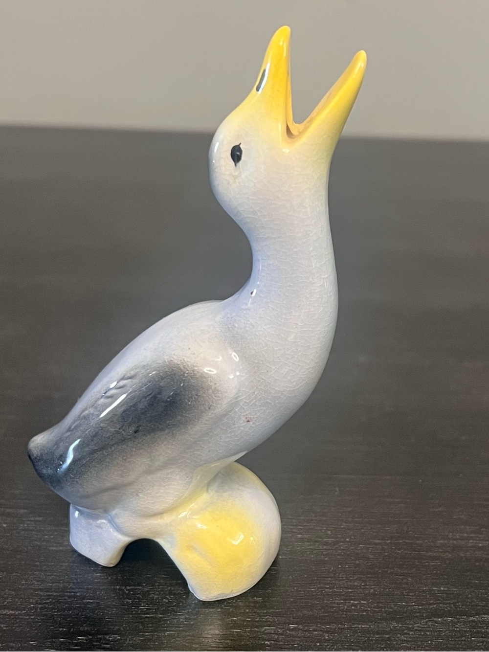 VTG MCM Duck Goose Pie Bird Vent Funnel Blue Yellow 5” Kitchenalia Folk